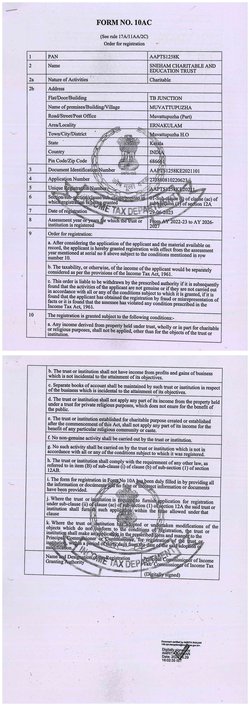 INCOME TAX 12 A REGISTRETION